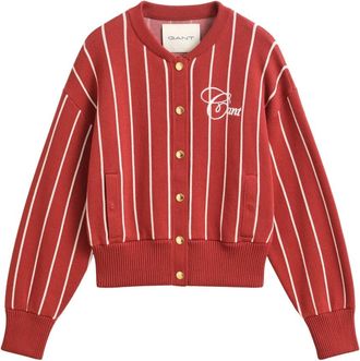 GANT Varsity Gebreid Jasje - Dames - Vesten - Rood - S - Katoen - Truien & Vesten