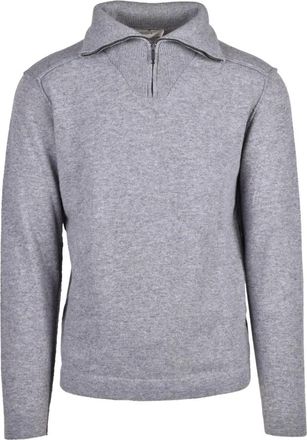 Wool & Co Truien & Vesten, Heren, Grijs, M, Wol, Polo van gebreide stof met rits
