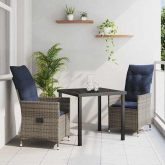 vidaXL Conjunto De Comedor De Jard&iacute;n 3 Pcs Gris Rat&aacute;n Sint&eacute;tico Vidaxl
