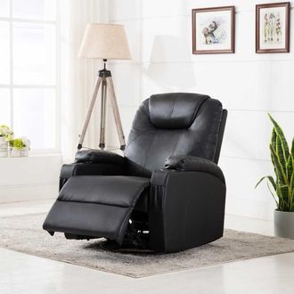 vidaXL Vidaxl - Sill&oacute;n De Masaje Mecedora De Cuero Sint&eacute;tico Negro