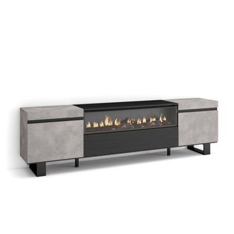Skraut Home Skraut Home - Mueble Tv, Televisi&oacute;n, Muebles De Sal&oacute;n, Almacenaje, 200x57x35cm, Para Tv Hasta 80, Chimenea El&eacute;ctrica, Dise&ntilde;o Industrial, Estilo Modern