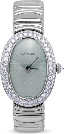 Cartier Pre-owned Cartier Baignoire Quartz Diamond Blue Dial Ladies Watch 1955