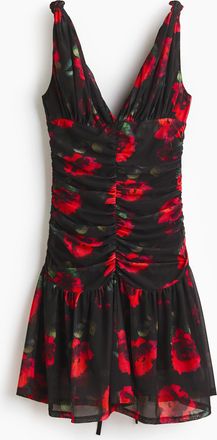 H&M Kleid mit Raffungen und ausgestelltem Jupe - Schwarz