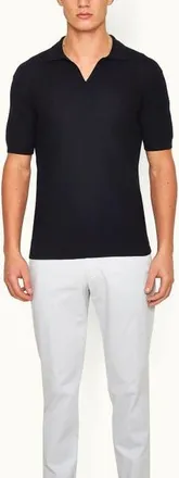 Orlebar Brown Horton Pique Tailored Fit Mercerised Cotton Polo Shirt in Night Iris at Nordstrom, Size X-Small
