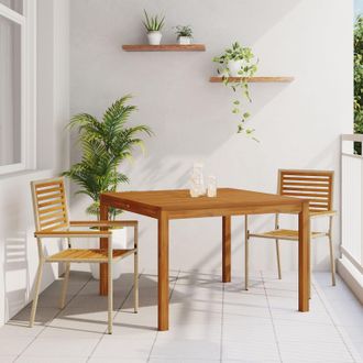 Berkfield Home 3 Piece Garden Dining Set Beige Poly Rattan Acacia