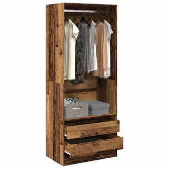 Berkfield Home Wardrobe Old Wood 80x50x200 cm Engineered Wood in Brown | Size: 80 x 50 x 200 cm