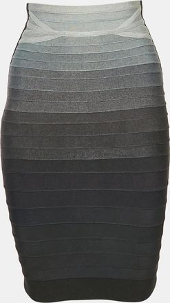 H&eacute;rve L&eacute;ger Grey Bandage Knit Pencil Skirt
