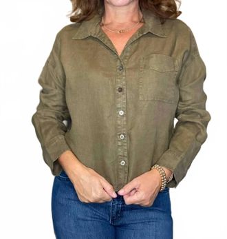 Michael Stars Gracie Cropped Button-Down Jacket In Camo