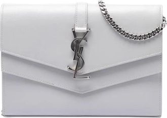 Saint Laurent Pre-owned Chain-Strap Crossbody Bag - Dames - Vintage Schoudertas - Grijs - ONE Size - Leer - Vintage
