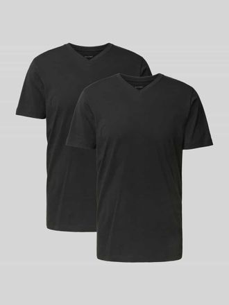Olymp Level 5 T-Shirt mit geripptem V-Ausschnitt im 2er-Pack in Black, Gr&ouml;&szlig;e XXL