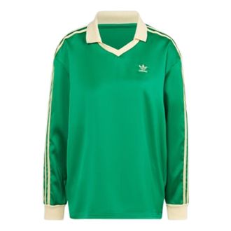 adidas (WMNS) adidas 3-Stripes Satin Long Sleeve T-Shirt Green IR6102