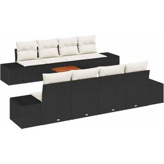 vidaXL Conjunto De Sof&aacute; De Jard&iacute;n 7 Pcs Negro, Blanco Vidaxl