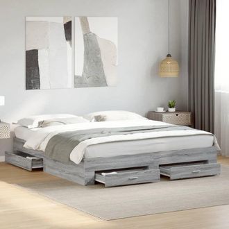 Berkfield Home Bed Frame with Drawers without Mattress Grey Sonoma 180x200 cm Super King