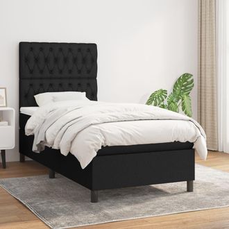 vidaXL Vidaxl - Cama Box Spring Con Colch&oacute;n Tela Negro 100x200 Cm