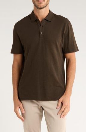 Vince Short Sleeve Slub Polo in Night Moss at Nordstrom Rack, Size X-Large