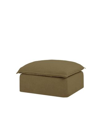 Deco Wood Puf de algod&oacute;n y lino desenfundable verde 92x72cm