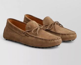 Tod's suede gommino loafers lace detail bow