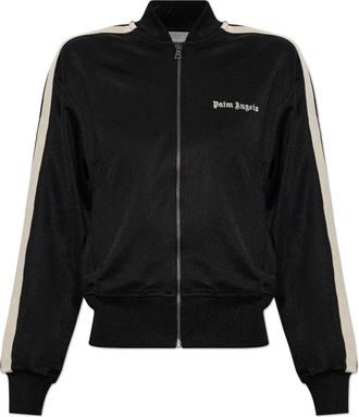 Palm Angels Sweatshirt met geborduurd logo - Dames - Vesten met rits - Zwart - XS - Katoen - Hoodies & sweatvesten
