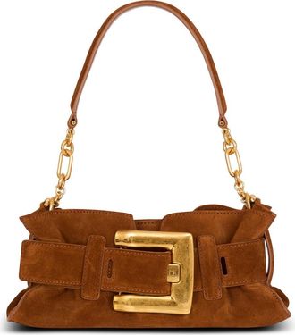 Balmain Anthem Mini suede leather bag in Brown at Nordstrom