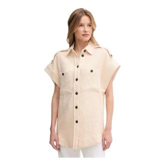 Mos Mosh MOS Mosh, Dames, Blouses & Shirts, Beige, Maat: M Katoen
