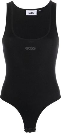 GCDS logo-print sleeveless bodysuit - women - Cotton - L - Black