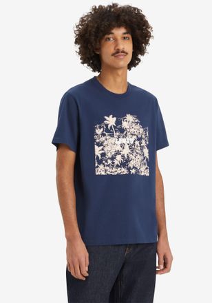 Levi's T-Shirt LEVIS RELAXED FIT TEE, Herren, Gr. S, blau (ssnl hl logo p, p tie), Jersey, Obermaterial: 100% Baumwolle, bedruckt, relaxed fit, Rundhals, Shi
