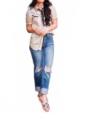 Kancan Posey High Rise Distressed Jeans In Medium Wash