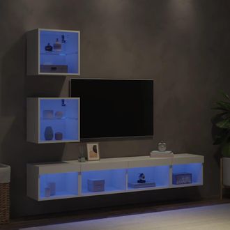 Berkfield Home 5 Piece TV Wall Units with LED White Engineered Wood