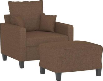 vidaXL Sillón con taburete tela marrón 60 cm Vidaxl
