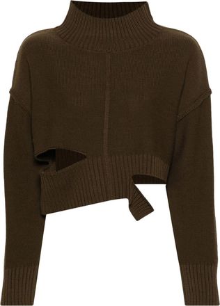 Maison Margiela distressed cropped jumper - women - Virgin Wool/Acrylic - M - Green