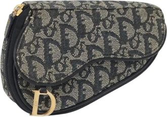 Dior Pre-owned Mini Bags, female, Blue, Size: ONE SIZE Pre-owned Saddle Zip Pouch