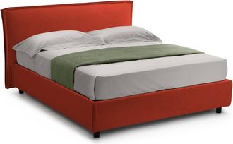 Dmora Letto Alla Francese Brienza, Materasso Incluso, Sfoderabile Made In Italy, Arancione