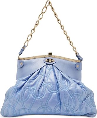 Versace Borsa a mano in pelle con arricciatura - Blu