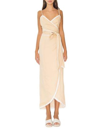Azulu Vitoria Midi Dress In Light Camel