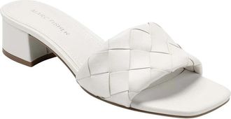 Marc Fisher Casper Sandals Womens White Faux Leather Block Heel RHS9235