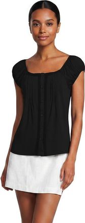 Lands End Sleeveless Lightweight Jersey Pintuck Button Front Blouse in Black at Nordstrom, Size X-Large