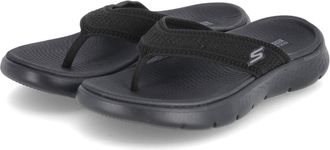 Skechers GO Walk Flex Sandal Holly Womens Vegan 3-Point Thong Sandals with Memory Foam Straps Black