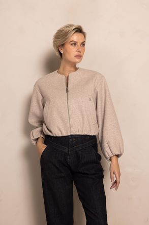 Zhrill Blouson ZHRILL MANOA, Damen, Gr. XXL, beige, Web, Obermaterial: 100% Polyester. Futter: 100% Polyester, unifarben, h&uuml;ftlang, Rundhals, elastischer Bun