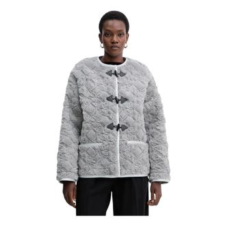 Forte_Forte Jassen, Dames, Grijs, M, Polyester, Textuurtrui met Toggle-sluiting