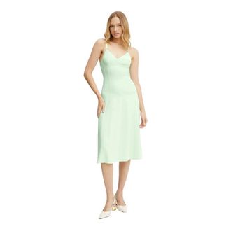 Elisabetta Franchi Lace-up Midi Jurk - Dames - Jurken - Groen - Maat: M Viscose