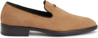 Giuseppe Zanotti Imrham logo-plaque suede loafers - men - Suede/Leather/Rubber - 42 - Neutrals