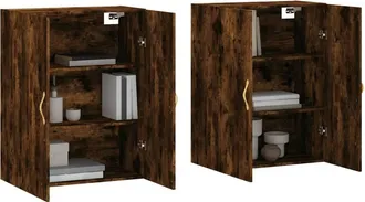 Berkfield Home Wall Mounted Cabinets 2 pcs Smoked Oak 69.5x34x90 cm in Brown