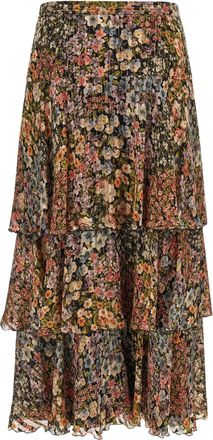Valentino Garavani Womens Multicolor Silk Midi Skirt