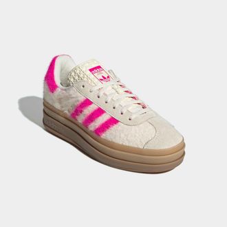 adidas Sneaker ADIDAS ORIGINALS GAZELLE BOLD, Damen, Gr. 40,5, cream wei&szlig;, shock pink, gold metallic, Leder, Textil, Schuhe Sneaker