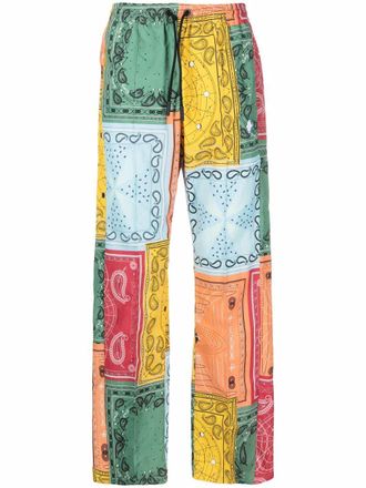 Marcelo Burlon bandana-print straight-leg trousers - men - Polyamide/Cotton/Polyester - L - Red