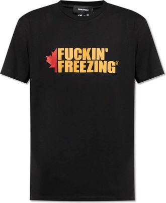 Dsquared2 T-shirt met print - Heren - T-shirts - Zwart - M - Katoen - Tops
