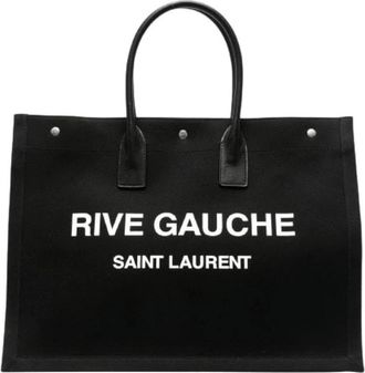 Saint Laurent Rive Gauche Tote Bag - Heren - Shoppers - Zwart - ONE Size - Katoen - Tassen