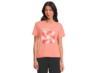 Columbia Sun Trektm Graphic Short Sleeve III Womens Clothing Alpenglow/Wavy Rays : LG, Cotton/Elastane/Lycra