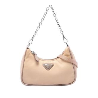 Prada Pre-owned Satchel - Dames - Vintage Schoudertas - Beige - ONE Size - Nylon - Vintage