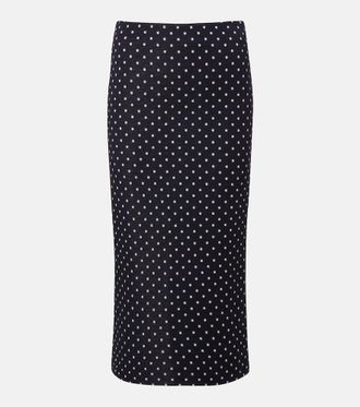 Max Mara Polka-dot jersey midi skirt